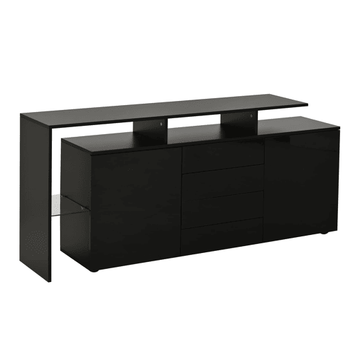 Aparador de sala 160x40x80 cm - com LED, alto brilho, multiuso - preto Aparador de sala 160x40x80 cm - com LED, alto brilho, multiuso - preto