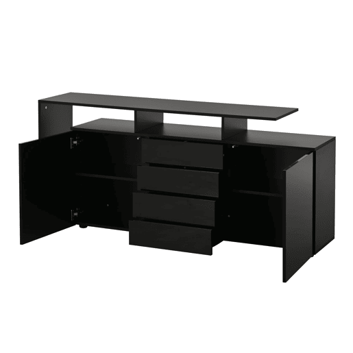 Aparador de sala 160x40x80 cm - com LED, alto brilho, multiuso - preto Aparador de sala 160x40x80 cm - com LED, alto brilho, multiuso - preto