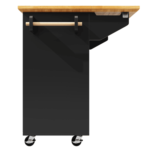 Ilha de cozinha 120x73(45)x93 cm - Carrinho de cozinha com rodas, suporte para toalhas e prateleira para especiarias, 5 gavetas, 2 portas - Preto