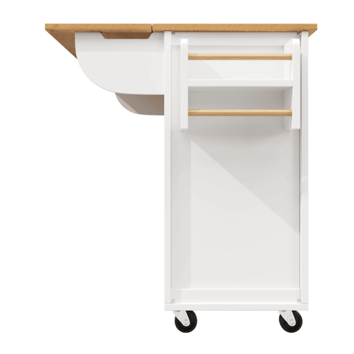 Ilha de cozinha 120x73x93cm - carrinho extraível com rodas, 2 portas, 4 gavetas, prateleiras ajustáveis, branco