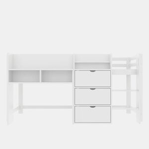 Cama semi-alta 90x200 cm - Casa, vários compartimentos de arrumação, área de entretenimento, branca