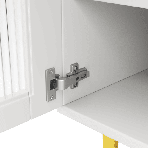 Armário de sala de jantar moderno 145x39x171 cm - Portas de vidro Chambray, prateleira para copos de vinho, armazenamento em camadas - Branco