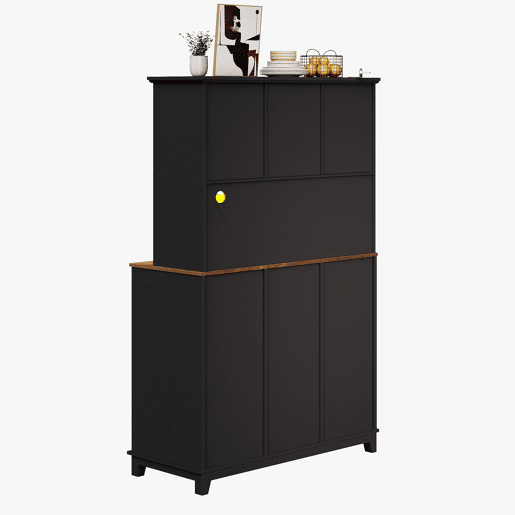 Armário de cozinha 105x38,4x180 cm - Vitrina com prateleiras ajustáveis, aparador com iluminação LED, cores de luz variáveis - Preto