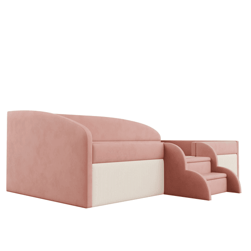 Cama multifuncional 90x190 cm - Com degraus e barreiras - Veludo macio - Rosa + Branco creme Cama multifuncional 90x190 cm - Com degraus e barreiras - Veludo macio - Rosa + Branco creme