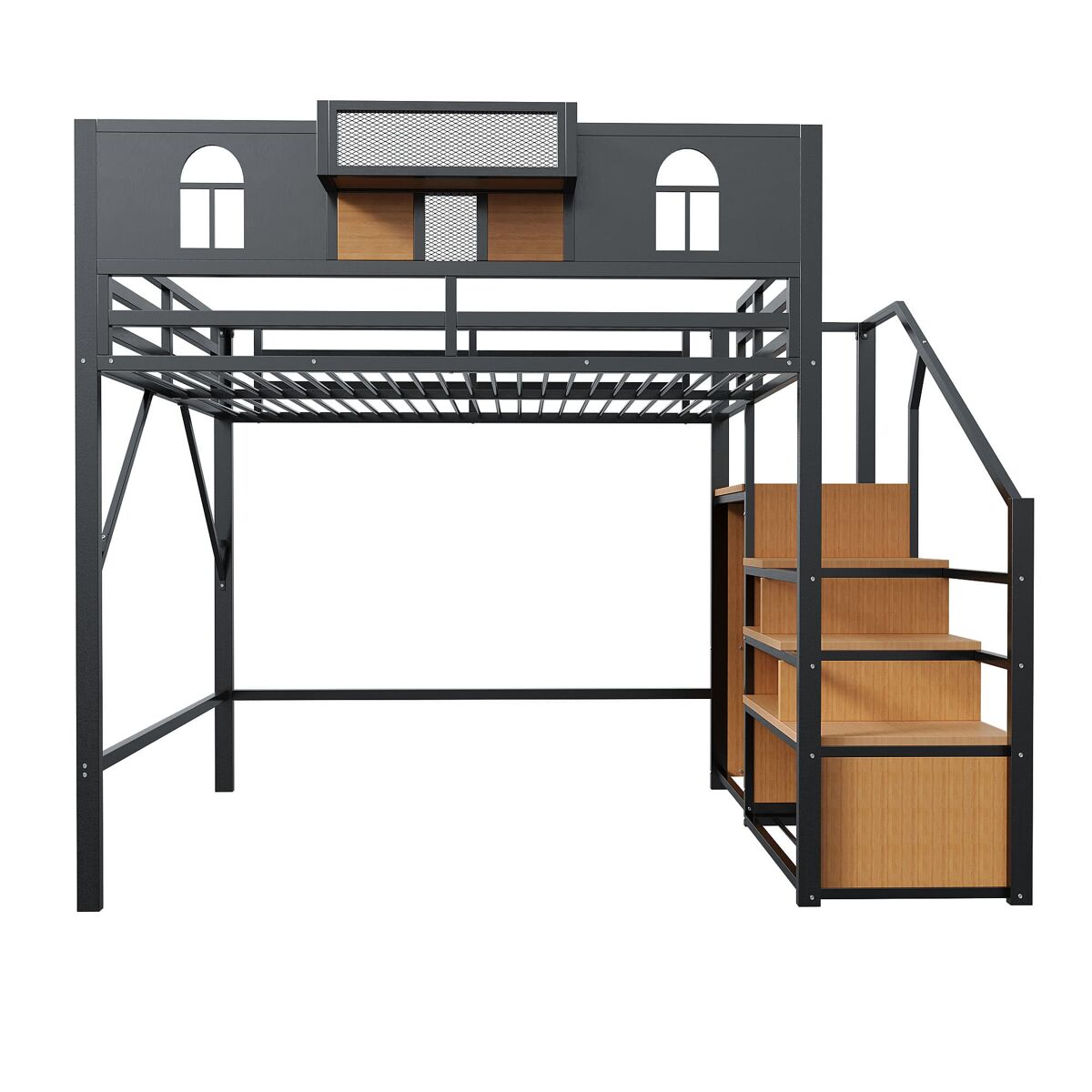Cama alta para niños 255x145 Negro