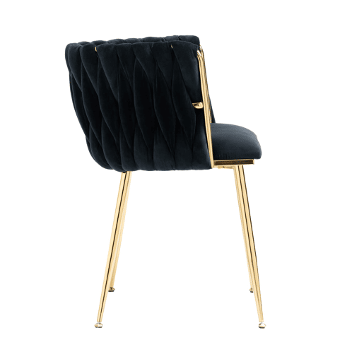 Cadeira de jantar para 2 pessoas - luxo moderno, veludo, pernas metálicas douradas - Preto