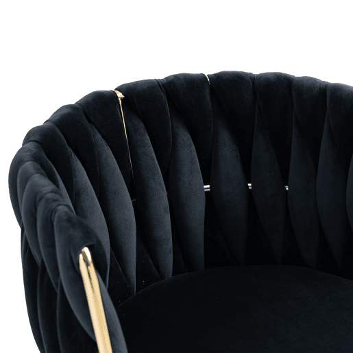Cadeira de jantar para 2 pessoas - luxo moderno, veludo, pernas metálicas douradas - Preto