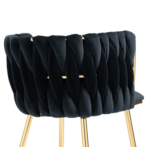 Cadeira de jantar para 2 pessoas - luxo moderno, veludo, pernas metálicas douradas - Preto