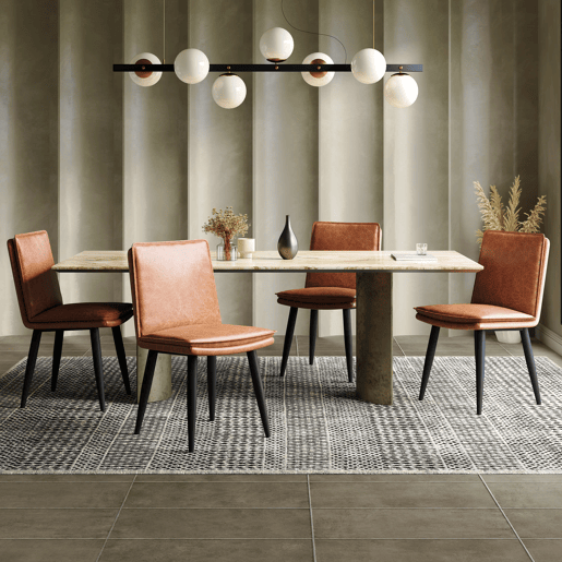 Cadeiras de sala de jantar 6 unidades - PU, almofadas duplas, confortáveis e modernas - Castanho Cadeiras de sala de jantar 6 unidades - PU, almofadas duplas, confortáveis e modernas - Castanho