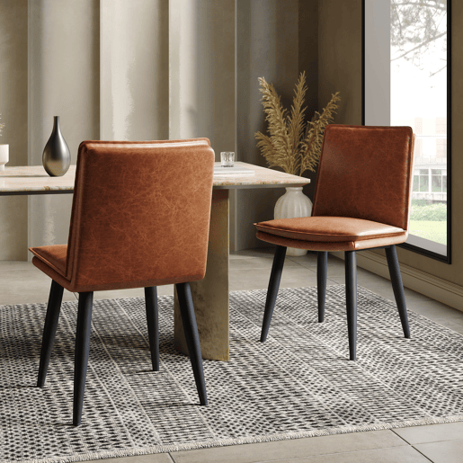 Cadeiras de sala de jantar 6 unidades - PU, almofadas duplas, confortáveis e modernas - Castanho Cadeiras de sala de jantar 6 unidades - PU, almofadas duplas, confortáveis e modernas - Castanho