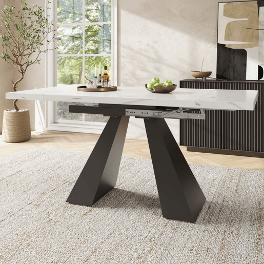 Mesa extensível 99-159 cm - Mesa de jantar compacta, design flexível, para escritório e sala de estar - Branco