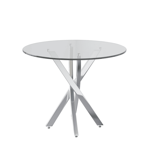 Mesa redonda 80x80x75 - Mesa de jantar com vidro temperado e pernas galvanizadas - Prata Mesa redonda 80x80x75 - Mesa de jantar com vidro temperado e pernas galvanizadas - Prata