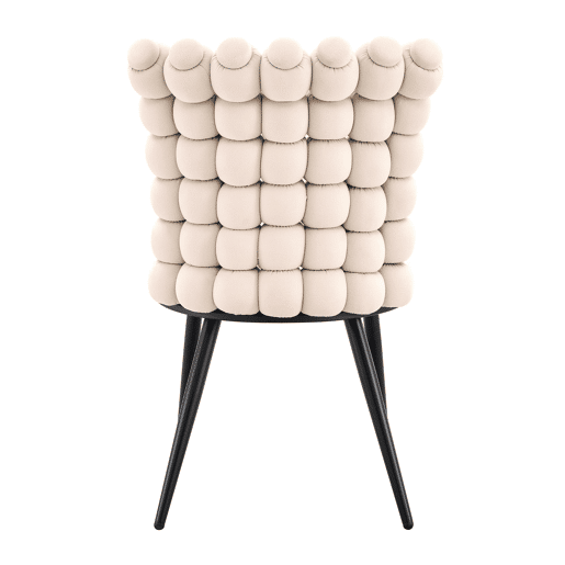 Cadeiras de sala de jantar 2 unidades - Veludo com encosto em cadeias e pernas metálicas pretas - Off White