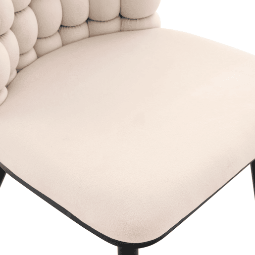 Cadeiras de sala de jantar 2 unidades - Veludo com encosto em cadeias e pernas metálicas pretas - Off White