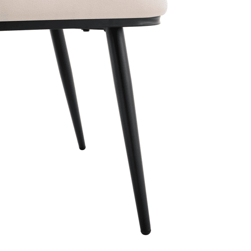 Cadeiras de sala de jantar 2 unidades - Veludo com encosto em cadeias e pernas metálicas pretas - Off White