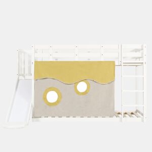 Beliche 90x200 cm - com escada, grades, cortina e escorregador - Branco