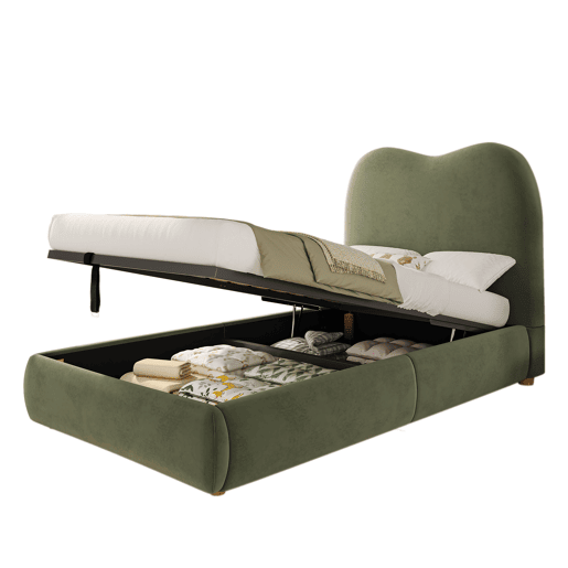 Cama com armazenamento,cama de criança,cama de solteiro de veludo 90x200 cm,verde