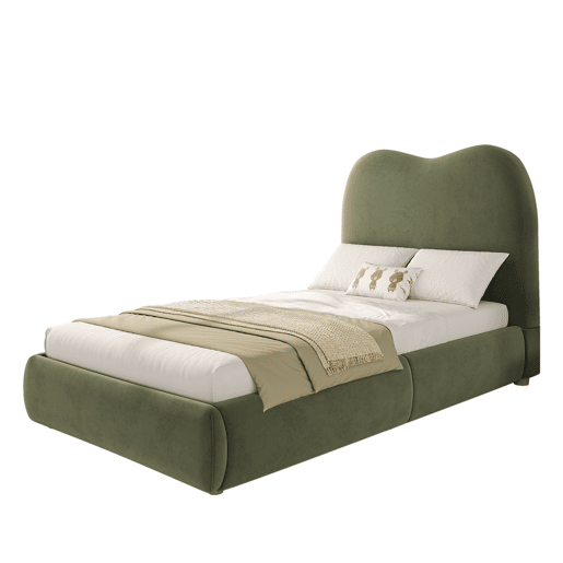 Cama com armazenamento,cama de criança,cama de solteiro de veludo 90x200 cm,verde