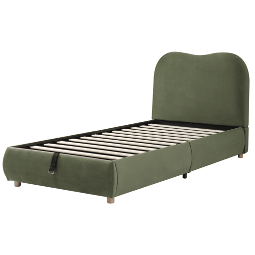 Cama com armazenamento,cama de criança,cama de solteiro de veludo 90x200 cm,verde