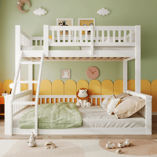 Beliche 90x200cm+140x200cm - Escada, Corrimãos, Estilo simples - Branco
