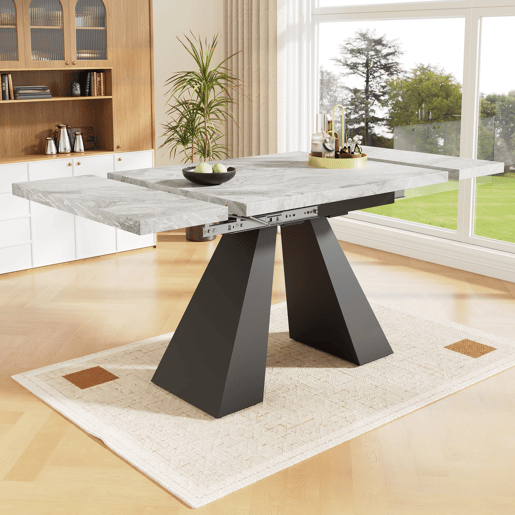 Mesa de jantar extensível 99-159x74 cm - Mesa compacta com design flexível - Cinza