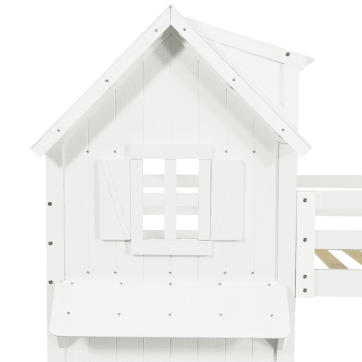 Beliche 90x200 cm - Janelas decorativas, grades laterais, escada com 3 degraus - Branco Beliche 90x200 cm - Janelas decorativas, grades laterais, escada com 3 degraus - Branco