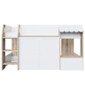 Cama infantil 90x200 - Com espaço de arrumação, escada de trepar, cama alta em madeira maciça - Cor madeira e branco