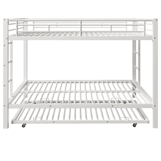 Beliche 140x200 cm - Estrutura em ferro, cama com cama extraível, grade alta, branco
