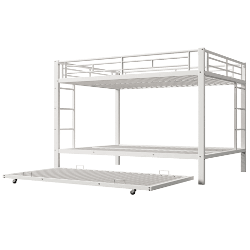 Beliche 140x200 cm - Estrutura em ferro, cama com cama extraível, grade alta, branco