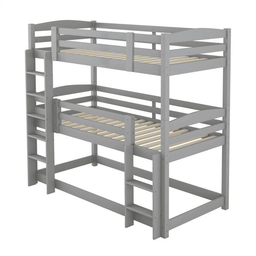 Beliche 90x200 cm - Cama tripla de madeira para crianças - Sem colchão - Cinza