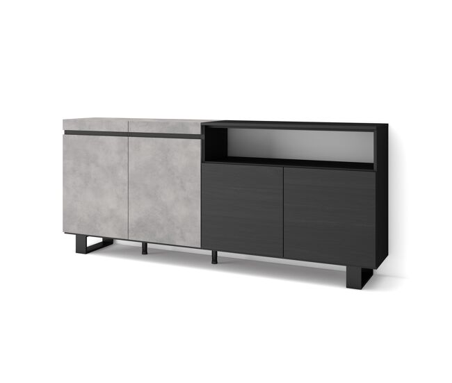Aparadores para salón | gran capacidad de almacenaje | 200x87x35cm | 4 puertas | diseño industrial | estilo moderno | cemento