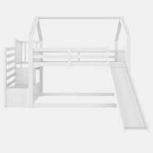 Beliche 90x200 cm - Com escada, escorregador e corrimão, sem colchão, branco