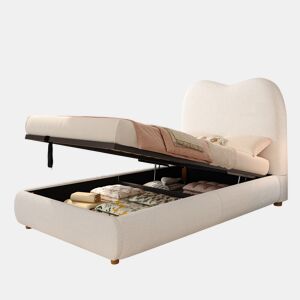 Cama com armazenamento,cama de criança,cama de solteiro de tecido 90x200 cm,bege
