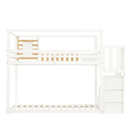Beliche 90x200cm - Com escada, janela, prateleira e proteção contra quedas - Branco