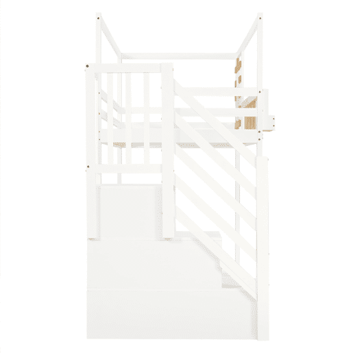 Beliche 90x200cm - Com escada, janela, prateleira e proteção contra quedas - Branco