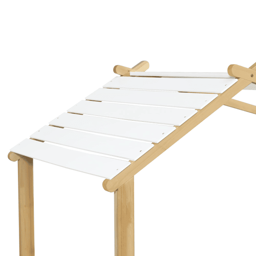 Cama infantil 90x200cm - Design de casa de madeira, ripas estáveis, design simples - Branco+Natural
