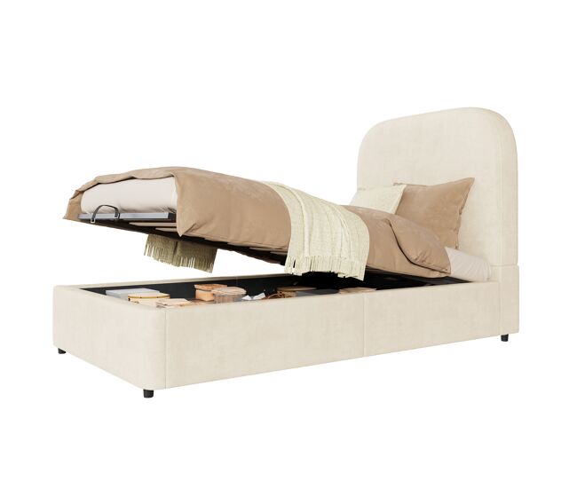 Cama con almacenaje,cama infantil,cama individual de terciopelo 90x200 cm,beige