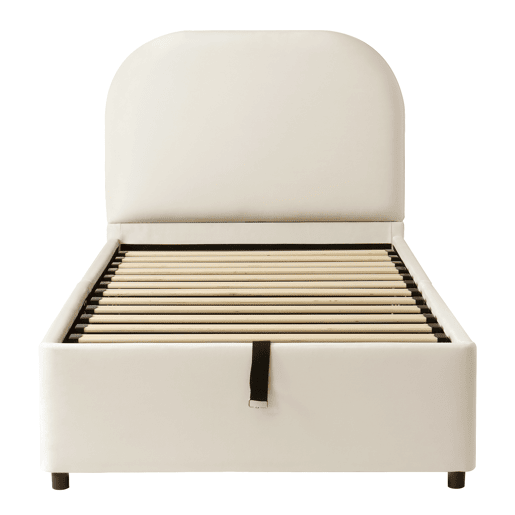 Cama com armazenamento,cama de criança,cama de solteiro de veludo 90x200 cm,bege