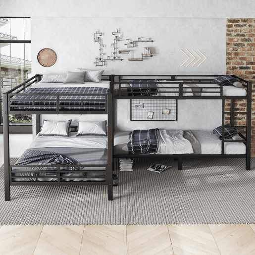 Beliche 90x200cm e 140x200cm - Escada com 3 degraus, base estável, estrutura metálica - Preto Beliche 90x200cm e 140x200cm - Escada com 3 degraus, base estável, estrutura metálica - Preto