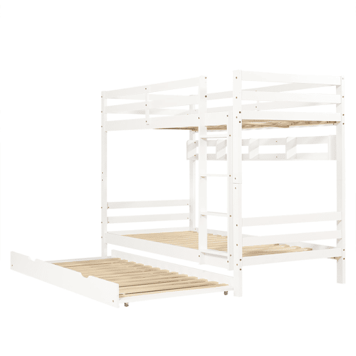 Beliche 90x200 cm - Cama extensível com rodas, prateleiras, estrutura estável - Branco