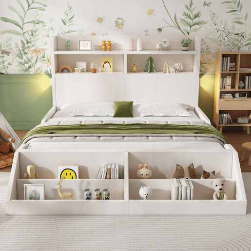 Cama de criança,cama de casal de madeira maciça 140x200 cm,branco