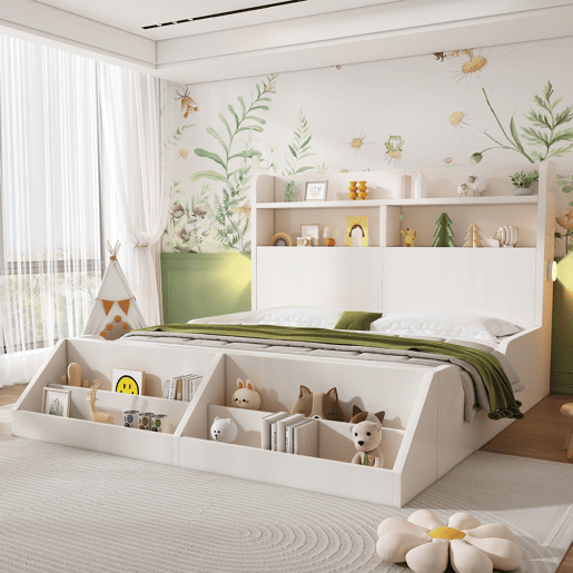 Cama de criança,cama de casal de madeira maciça 140x200 cm,branco