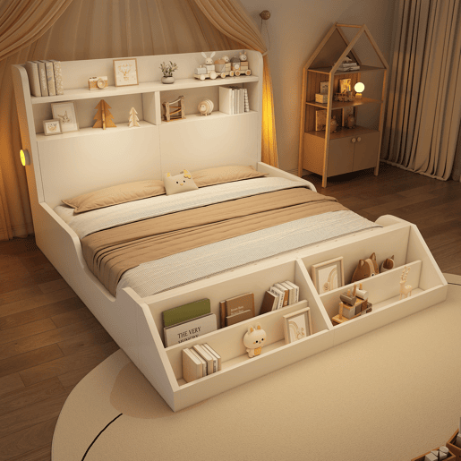 Cama de criança,cama de casal de madeira maciça 140x200 cm,branco