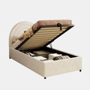 Cama com armazenamento,cama de criança,cama de solteiro de veludo 90x200 cm,bege