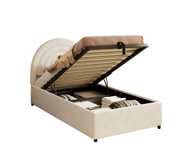 Cama con almacenaje de terciopelo 95x211