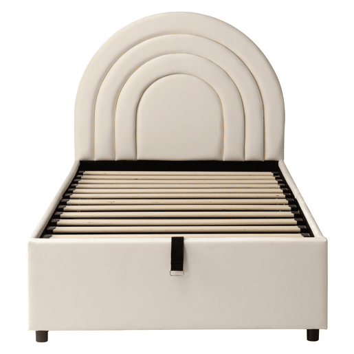 Cama com armazenamento,cama de criança,cama de solteiro de veludo 90x200 cm,bege Cama com armazenamento,cama de criança,cama de solteiro de veludo 90x200 cm,bege