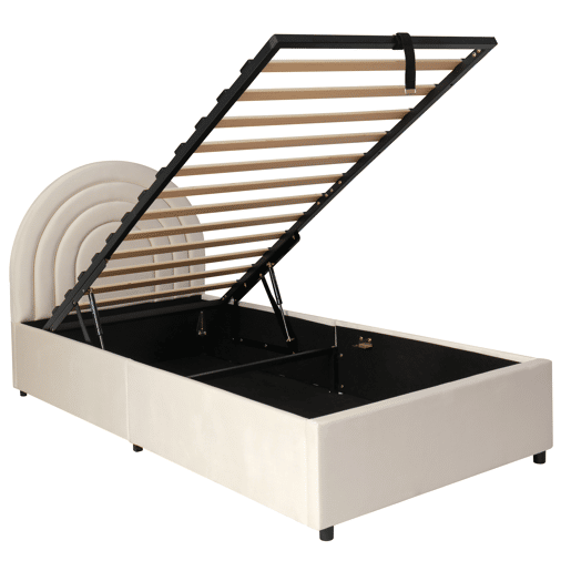 Cama com armazenamento,cama de criança,cama de solteiro de veludo 90x200 cm,bege Cama com armazenamento,cama de criança,cama de solteiro de veludo 90x200 cm,bege