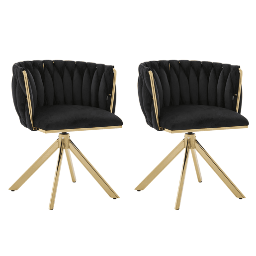 Poltrona giratória de 2 lugares - Metal resistente, ergonomia, luxo aveludado - Preto