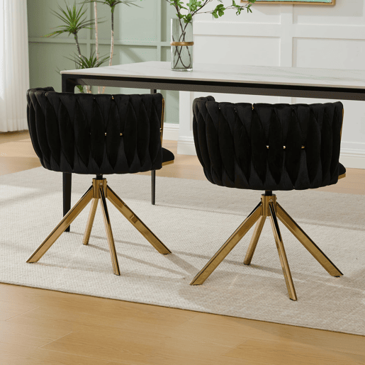 Poltrona giratória de 2 lugares - Metal resistente, ergonomia, luxo aveludado - Preto