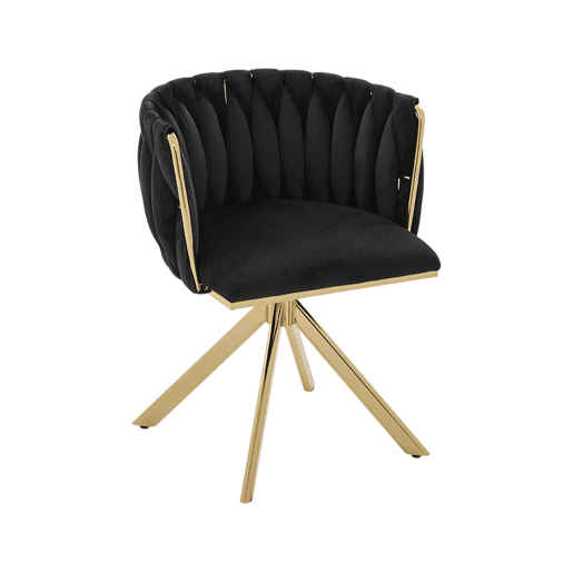 Poltrona giratória de 2 lugares - Metal resistente, ergonomia, luxo aveludado - Preto